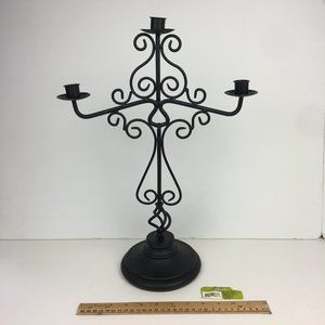 Candelabra Black‎ Metal Wrought Iron Swirls From Target Holds 3 Taper Candles